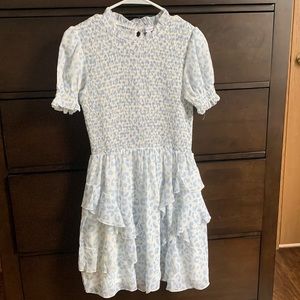 White Mini Dress with Blue Cheetah Print